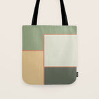 Soft Geometrics Minimalist Mid-century Geo Pattern in Sage Green and Apricot Tote Bag Gallery Image 1