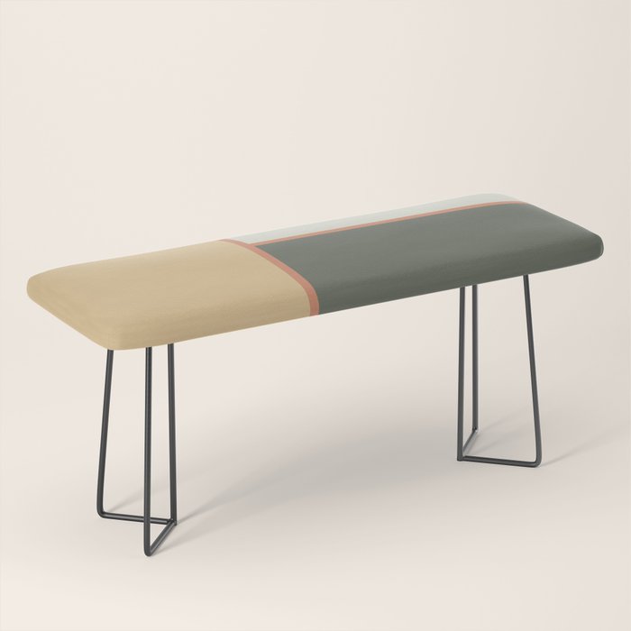 Soft Geometrics Minimalist Mid-century Geo Pattern in Sage Green and Apricot Bench Gallery Image 1
