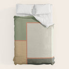 Soft Geometrics Minimalist Mid-century Geo Pattern in Sage Green and Apricot Duvet Cover Gallery Image 6