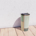 Soft Geometrics Minimalist Mid-century Geo Pattern in Sage Green and Apricot Travel Mug Gallery Image 4