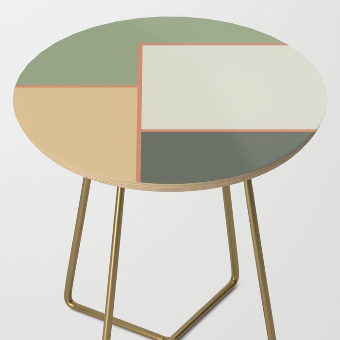 Soft Geometrics Minimalist Mid-century Geo Pattern in Sage Green and Apricot Side Table Gallery Image 2
