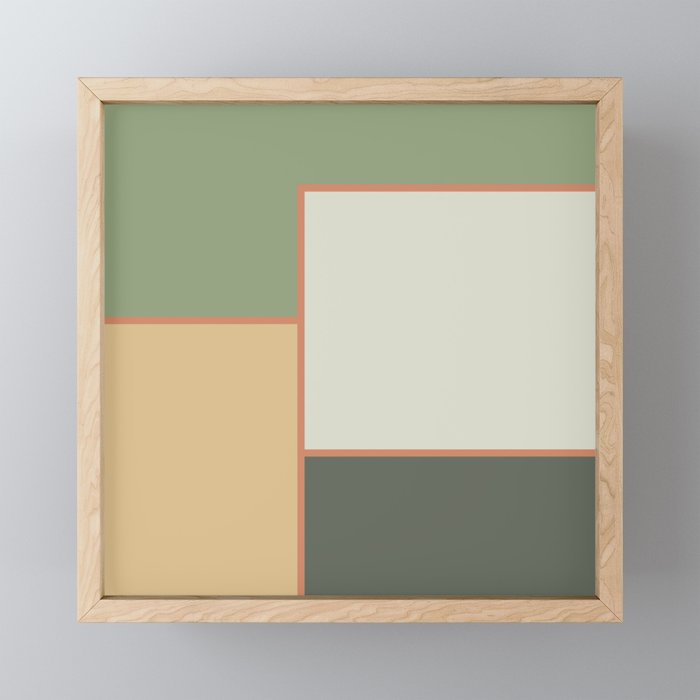 Soft Geometrics Minimalist Mid-century Geo Pattern in Sage Green and Apricot Mini Art Print Gallery Image 1
