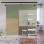 Soft Geometrics Minimalist Mid-century Geo Pattern in Sage Green and Apricot Wall Mural Gallery Image 1