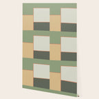 Soft Geometrics Minimalist Mid-century Geo Pattern in Sage Green and Apricot Wallpaper Gallery Image 2