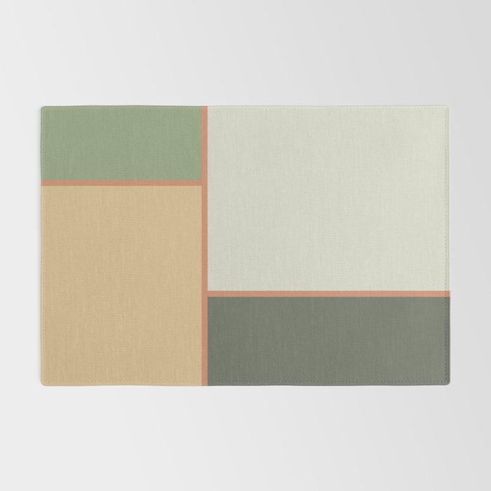 Soft Geometrics Minimalist Mid-century Geo Pattern in Sage Green and Apricot Rug Gallery Image 2