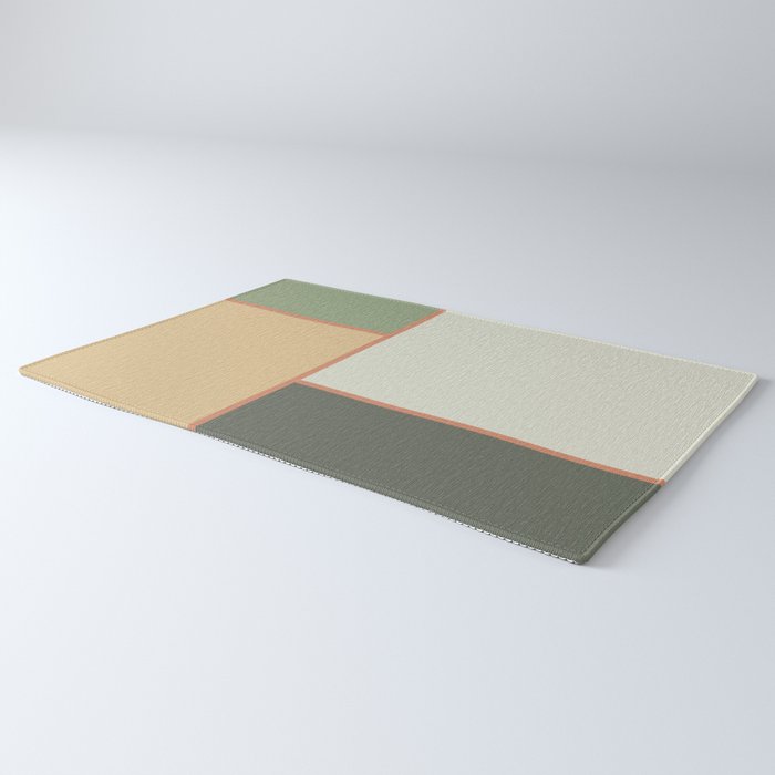 Soft Geometrics Minimalist Mid-century Geo Pattern in Sage Green and Apricot Rug Gallery Image 3