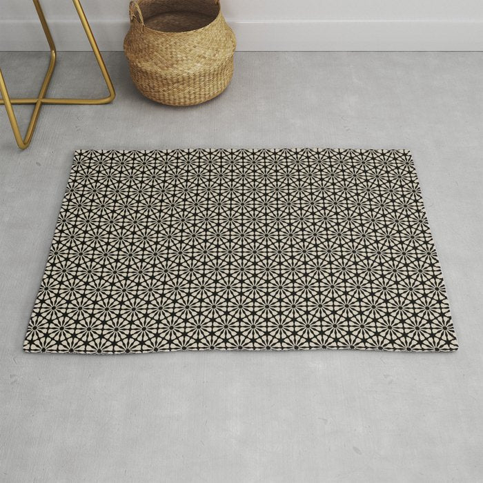 Monochrome Floral Geometric Pattern Rug Gallery Image 1