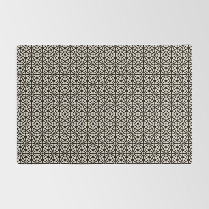 Monochrome Floral Geometric Pattern Rug Gallery Image 2