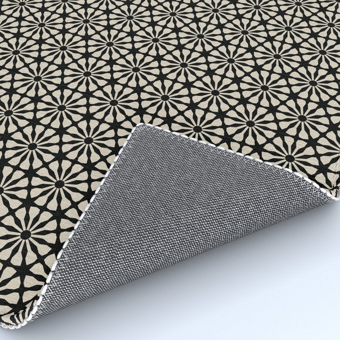 Monochrome Floral Geometric Pattern Rug Gallery Image 4