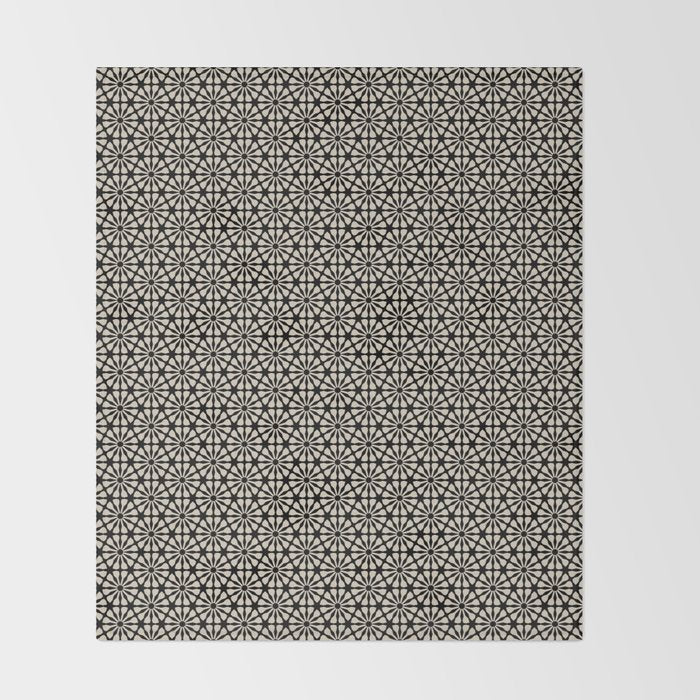 Monochrome Floral Geometric Pattern Throw Blanket Gallery Image 2