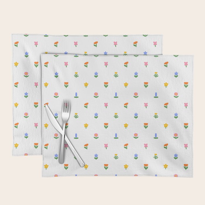 Colorful spring flower art pattern Placemat Gallery Image 1
