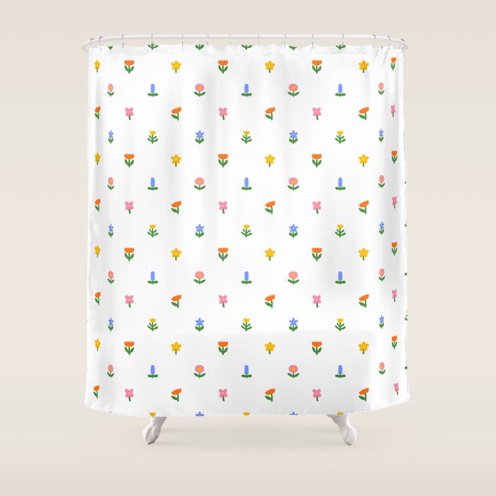 Colorful spring flower art pattern Shower Curtain Gallery Image 1