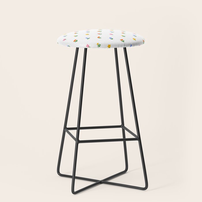 Colorful spring flower art pattern Stool Gallery Image 1