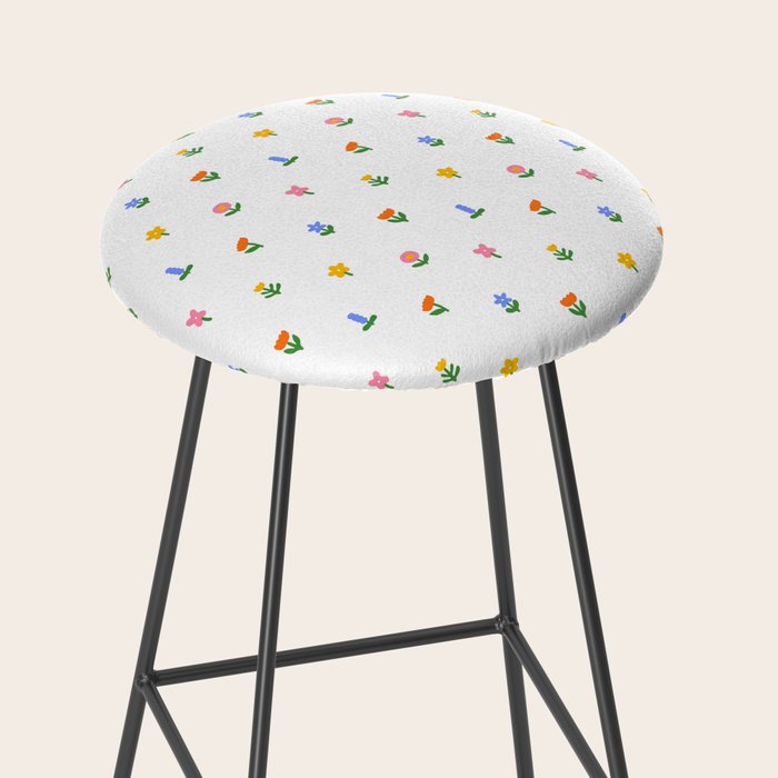 Colorful spring flower art pattern Stool Gallery Image 2