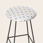 Colorful spring flower art pattern Stool Gallery Image 2