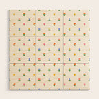 Colorful spring flower art pattern Wood Wall Art Gallery Image 1