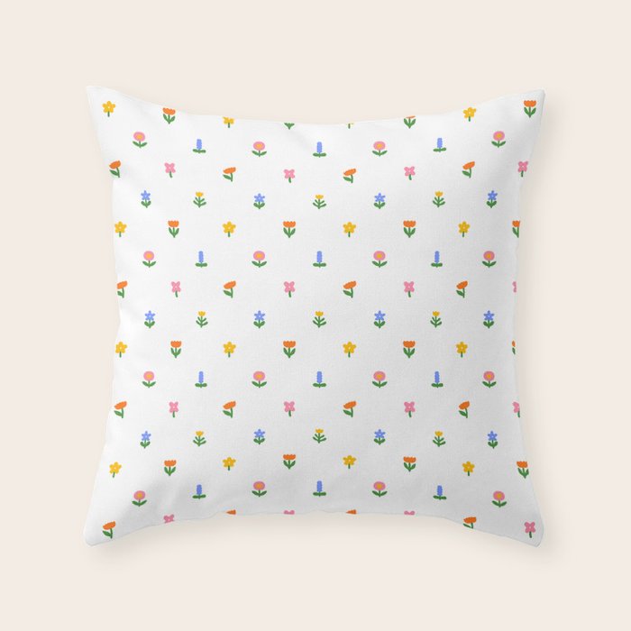 Colorful spring flower art pattern Throw Pillow Gallery Image 6