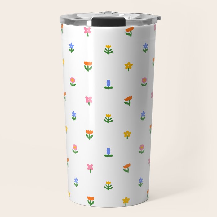 Colorful spring flower art pattern Travel Mug Gallery Image 1