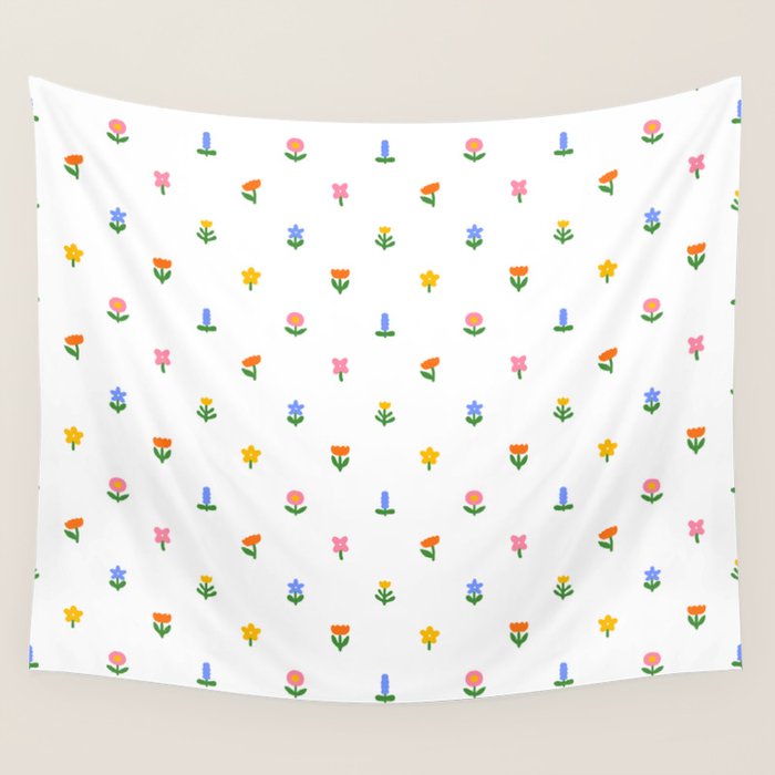 Colorful spring flower art pattern Wall Tapestry Gallery Image 4