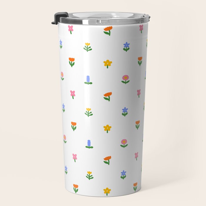 Colorful spring flower art pattern Travel Mug Gallery Image 3