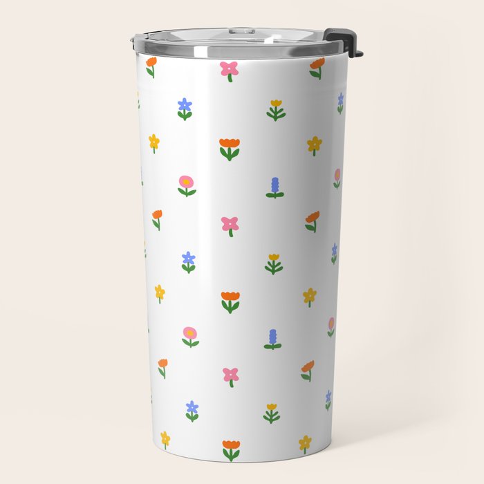 Colorful spring flower art pattern Travel Mug Gallery Image 2