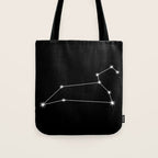 Leo Zodiac Star Constellation Line Art Black Tote Bag Gallery Image 1