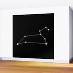 Leo Zodiac Star Constellation Line Art Black Wall Mural Gallery Image 2