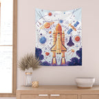 Space Rocket with Planets Wall Tapestry Gallery Image 2