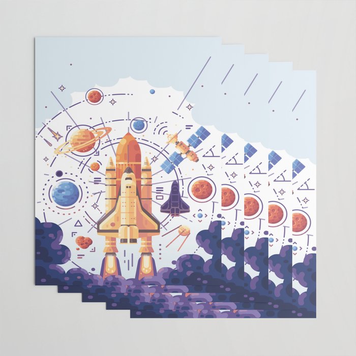 Space Rocket with Planets Wrapping Paper Gallery Image 3