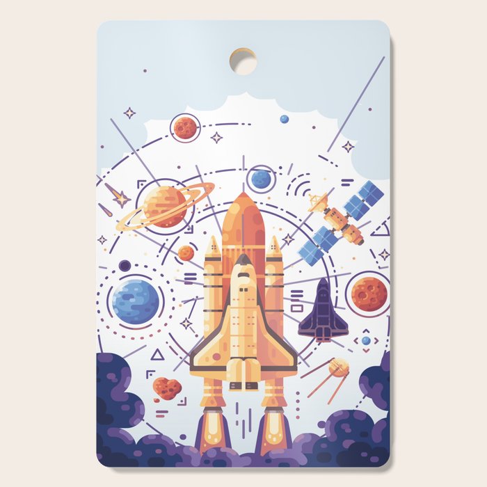 Space Rocket with Planets Cutting Board Gallery Image 1
