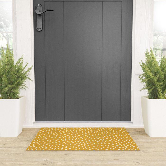 Yellow Polka Dot Spotted Pattern Abstract Print Dots Welcome Mat Gallery Image 3