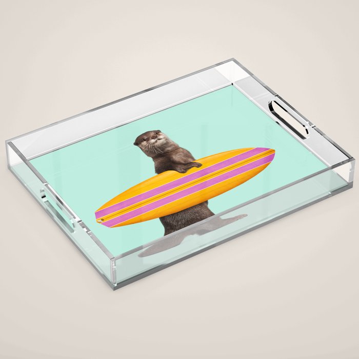 SURFING OTTER Acrylic Tray Gallery Image 1