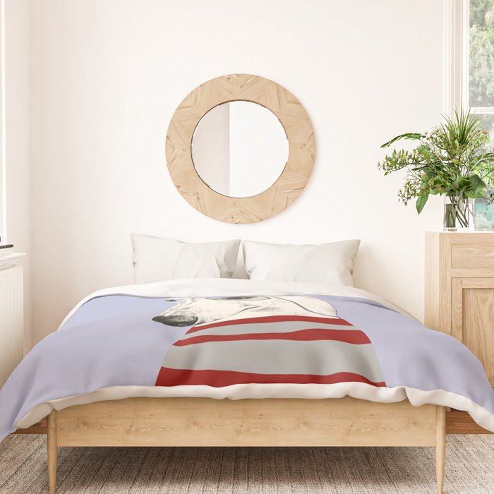 Portrait of a greyhound dog with a monocle Duvet Cover Gallery Image 3