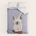 Portrait of a greyhound dog with a monocle Duvet Cover Gallery Image 6
