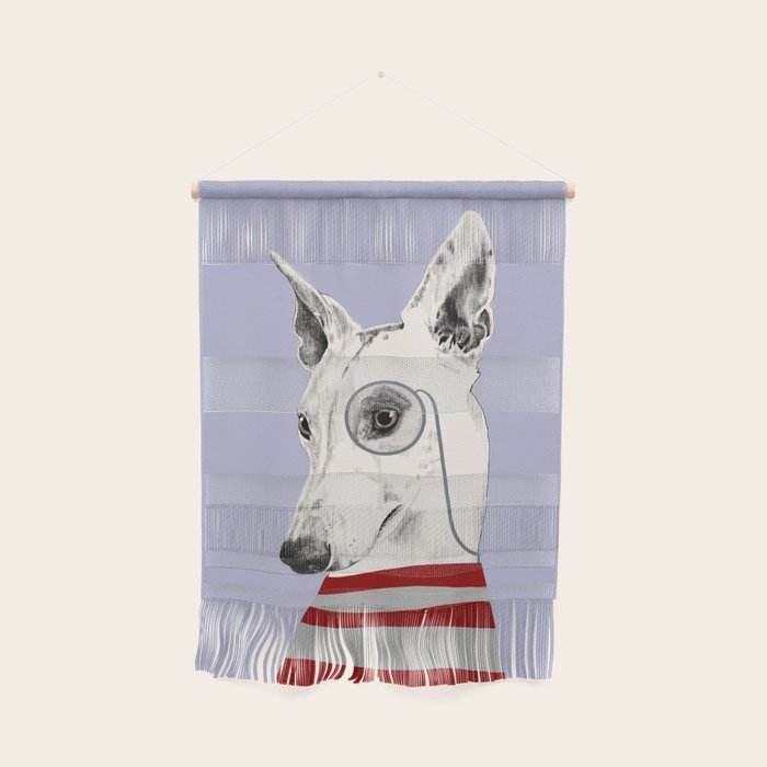 Portrait of a greyhound dog with a monocle Wall Hanging Gallery Image 1