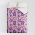 Groovy Flowers Print in Purple Duvet Cover Gallery Image 6