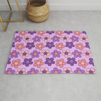 Groovy Flowers Print in Purple Rug Gallery Image 1