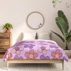 Groovy Flowers Print in Purple Comforter Gallery Image 3