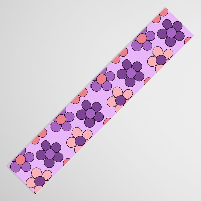 Groovy Flowers Print in Purple Table Runner Gallery Image 3
