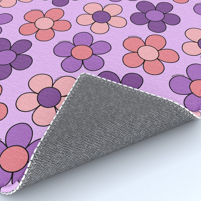 Groovy Flowers Print in Purple Rug Gallery Image 4