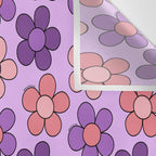 Groovy Flowers Print in Purple Wall Tapestry Gallery Image 3