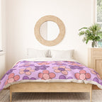 Groovy Flowers Print in Purple Duvet Cover Gallery Image 3