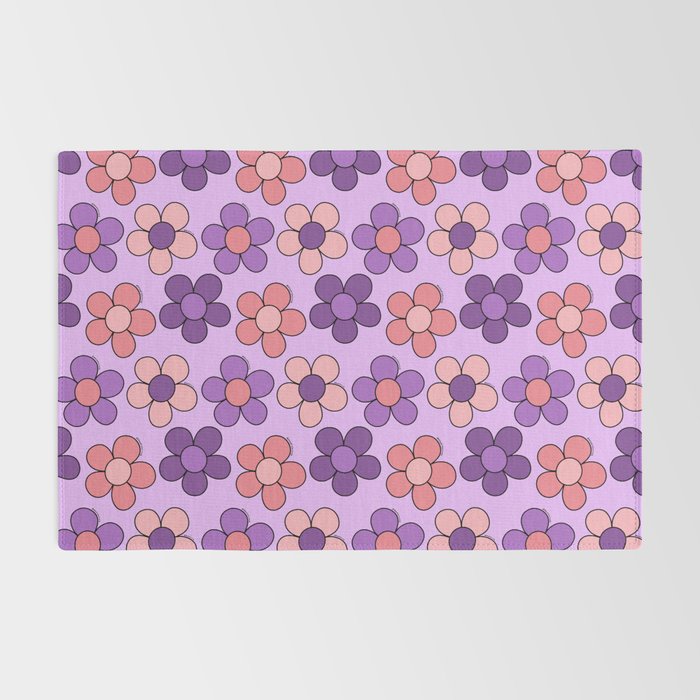 Groovy Flowers Print in Purple Rug Gallery Image 2