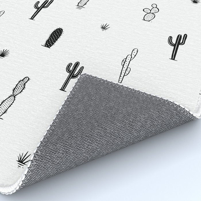 Black and white cactus plant pattern art Rug Gallery Image 4