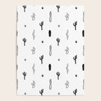 Black and white cactus plant pattern art Poster Gallery Image 4