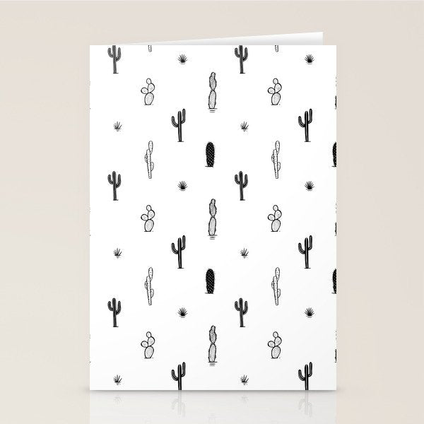 Black and white cactus plant pattern art Stationery Card Gallery Image 2