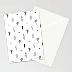 Black and white cactus plant pattern art Stationery Card Gallery Image 2