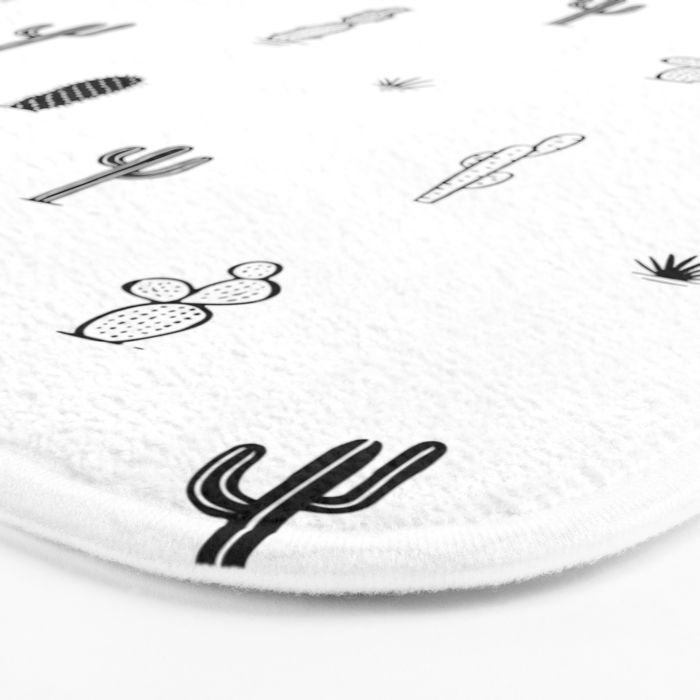 Black and white cactus plant pattern art Bath Mat Gallery Image 3