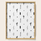 Black and white cactus plant pattern art Serving Tray Gallery Image 1