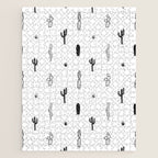 Black and white cactus plant pattern art Jigsaw Puzzle Gallery Image 1